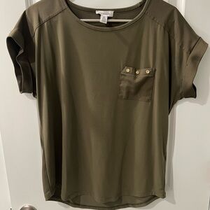 Women's Olive Green and Black Top
